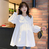 娃娃领长袖 衬衫 宽松大码 孕妇装 娃娃衫 时尚 休闲怀孕上衣春季 春 春装