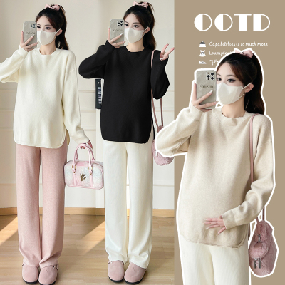 孕妇装冬装加厚保暖长袖套头毛衣