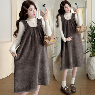 孕妇装秋装长袖打底衫秋冬装背带裙秋冬两件套连衣裙孕妇套装裙子