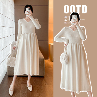 简约休闲百搭裙子秋装 孕妇装 针织毛衣连衣裙时尚 长袖 孕妇裙 秋冬装