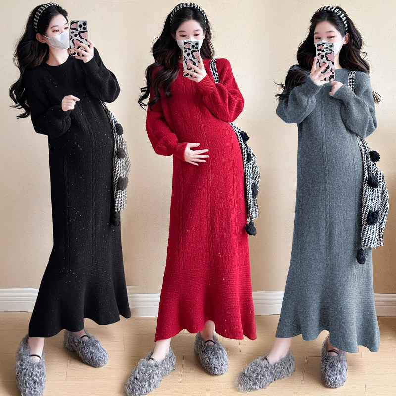 孕妇装秋冬装长袖加厚针织连衣裙时尚简约休闲裙子冬装长裙孕妇裙,孕妇装/孕产妇用品/营养,连衣裙,淘宝优惠券,粉丝福利购,淘宝优惠卷