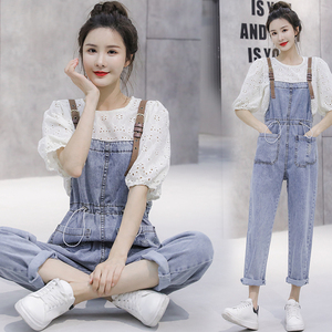 孕妇夏装牛仔背带裤2023新款孕妇裤子夏季外穿怀孕长裤时尚休闲裤