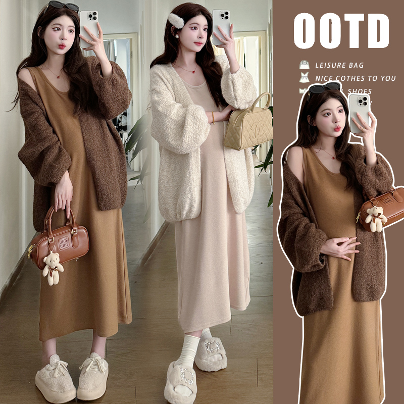 孕妇装秋冬装长袖外套秋装背心裙