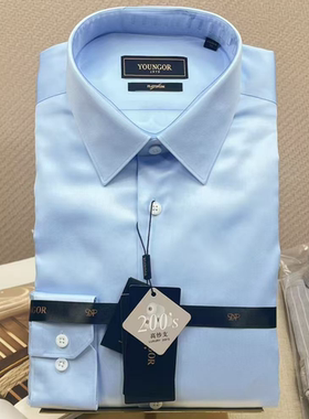 专柜1680元雅戈尔男200高支缎面免烫标准版长袖衬衫VLTP119734IJA