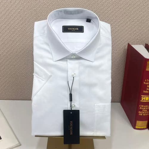 雅戈尔男士免烫纯棉修身短袖衬衫