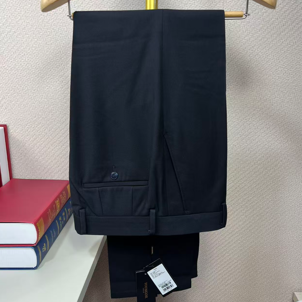 雅戈尔男秋冬含羊毛加厚西裤藏青色直筒标准版商务休闲319935FWA