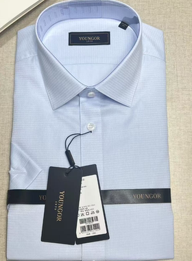 雅戈尔男士短袖衬衫全棉免烫抗皱商务休闲淡蓝色标准版104961IBA