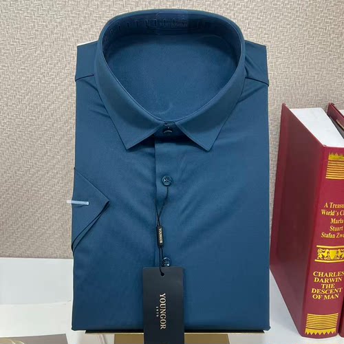 雅戈尔男士修身高弹免烫短袖衬衫