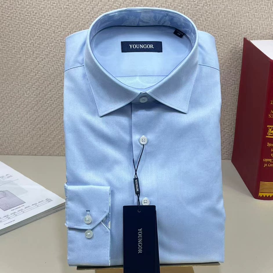 雅戈尔男士长袖衬衫商务风全棉免烫方领正装衬衣春季标准版SK169