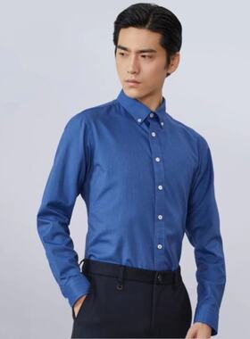 雅戈尔专柜长袖衬衫 秋装棉弹力牛津纺藏青男正品135212HKA