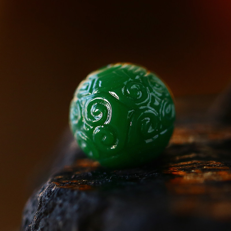 俄料碧玉和田玉回纹珠单珠散珠金刚星月猴头佛珠diy手串配饰隔珠