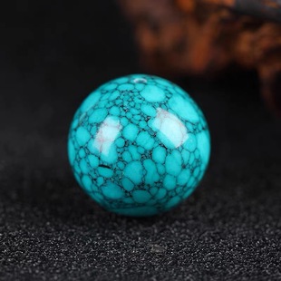 原矿无优化绿松石网花散珠高瓷乌兰花单珠配珠文玩圆珠吊坠锁骨链