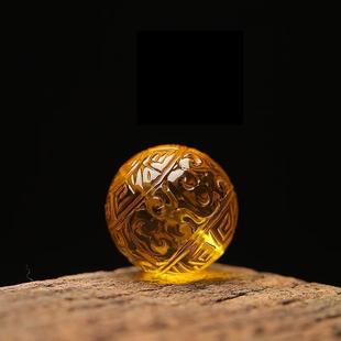 天然琥珀金珀回纹单珠 净水无杂多宝散珠文玩DIY配饰隔珠腰珠