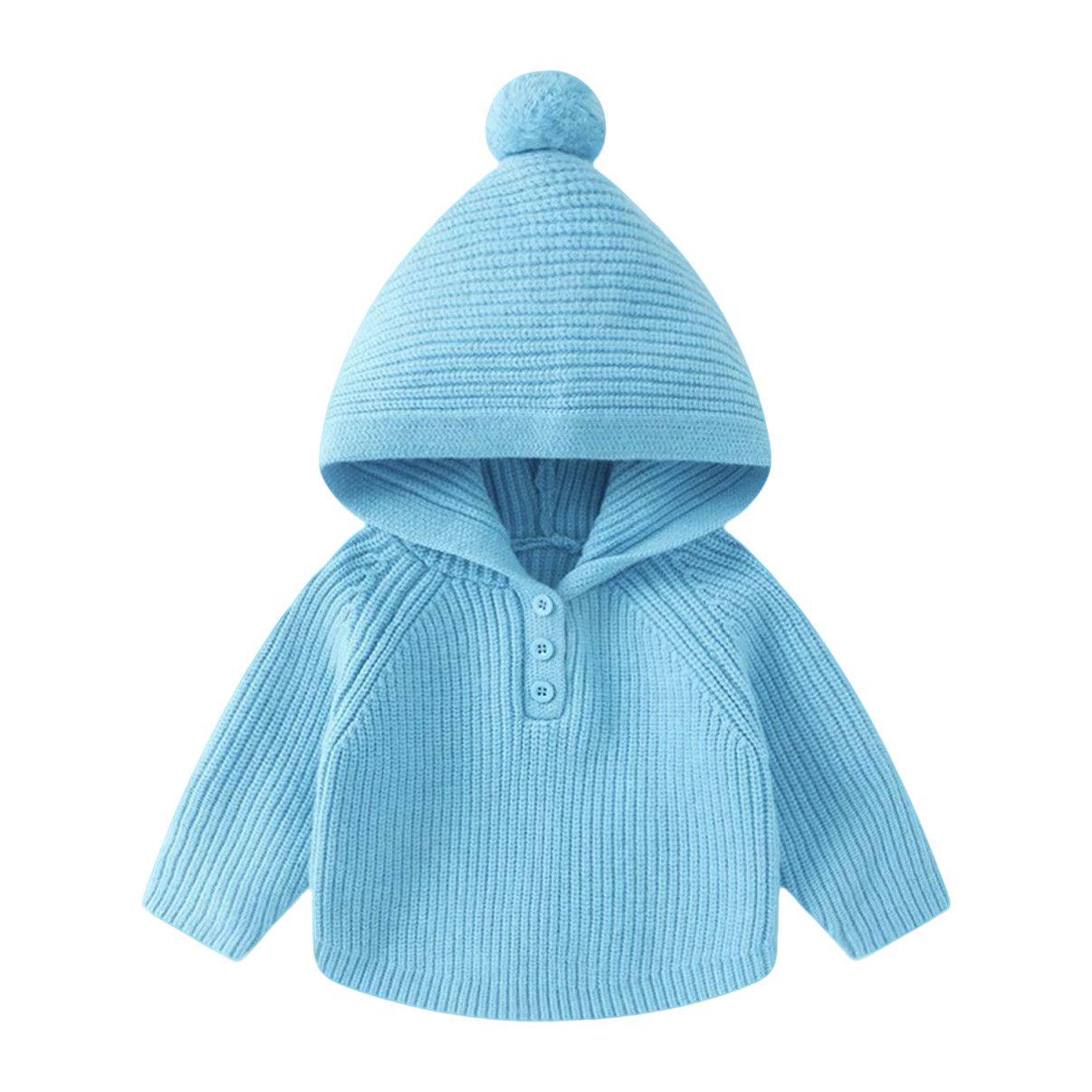 婴幼儿针织毛衣打底外套秋冬新款洋气儿童宝宝衣服连帽巫师帽上衣