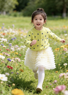 韩版女童毛衣2026春季新款宝宝洋气波点针织开衫森系儿童薄款外套