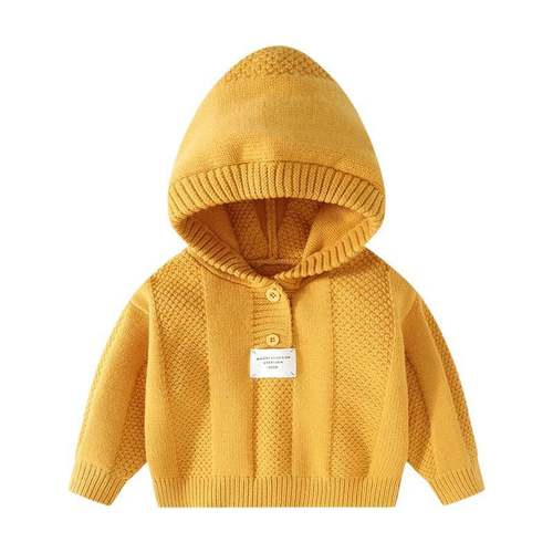 男宝女宝婴幼儿童装新款连帽外套针织洋气毛衣安可拉红上衣针织衫