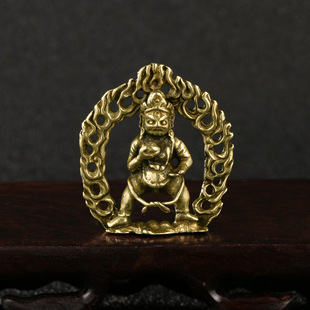 黄财神黄铜摆件藏式三昧真火童子茶宠装饰摆设金属工艺品收藏
