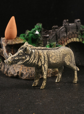 黑神话凶猛黑野猪实心黄铜摆件仿古做旧手工铜雕摆设茶宠铜