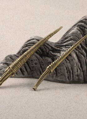 仿古董杆菊石房角石黄铜摆件远古海洋生物铜制工艺品