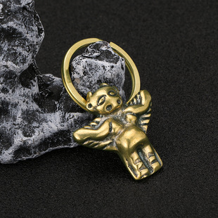 牛气冲天飞天牛黄铜钥匙扣挂件十二生肖牛车挂摆件