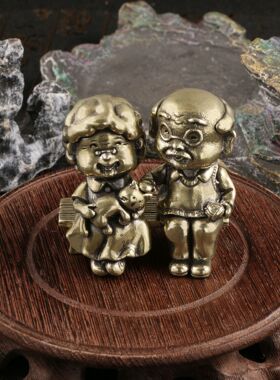 黄铜摆件白头偕老温馨金婚七夕情人节情侣礼物卧室桌宠工艺品