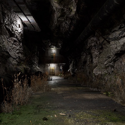 ue4写实废弃山洞旧机器管道虚幻5地下破旧工厂废土末世洞穴