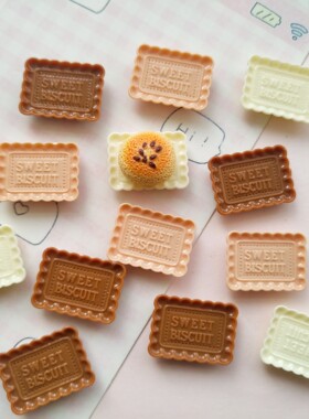 微缩超迷你仿真饼干食玩盘子娃娃屋捏捏装饰盘手工diy树脂配件