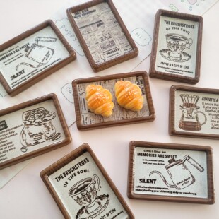 微缩仿真英文咖啡背景板盘子娃屋捏捏装 饰盘摆件手工diy树脂配件
