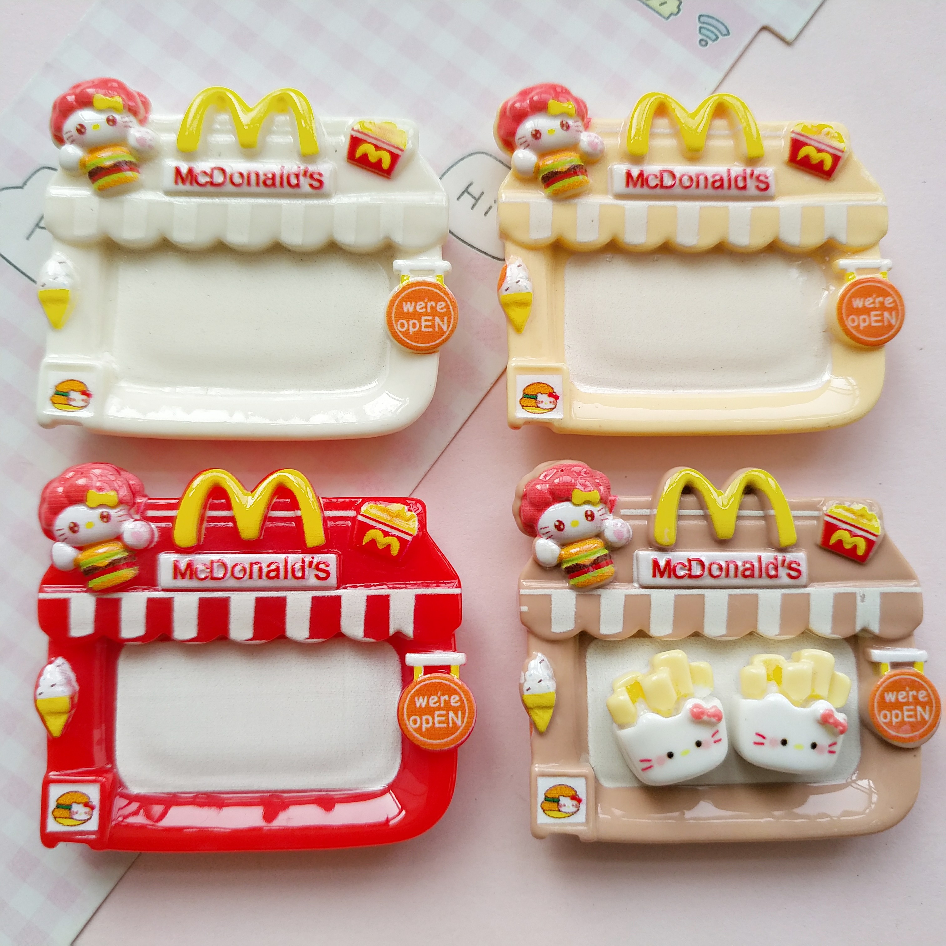 微缩仿真麦当劳餐车食玩盘子场景捏捏装饰方盘diy奶油胶树脂配件