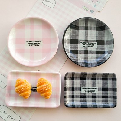 微缩仿真大号格子食玩盘子娃屋捏捏装饰方盘摆件手工diy树脂配件
