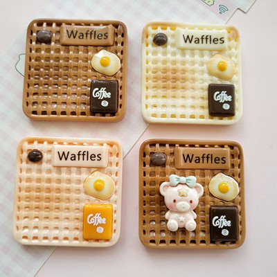 微缩仿真华夫饼食玩盘子底托娃屋捏捏装饰摆件diy奶油胶树脂配件