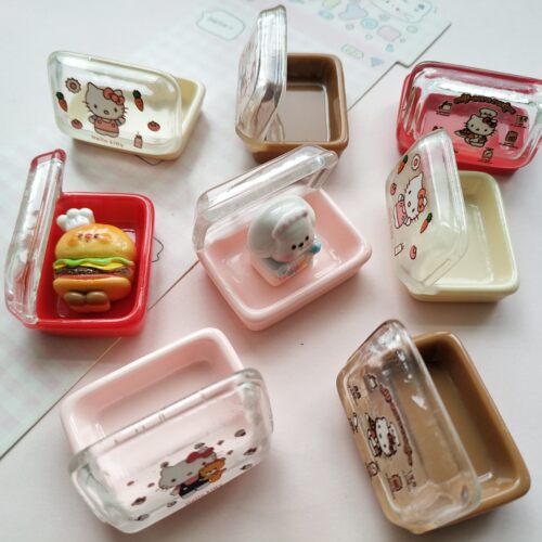 微缩仿真透色kt打包饭盒食玩盘子娃娃屋捏捏装饰摆件手工diy配件