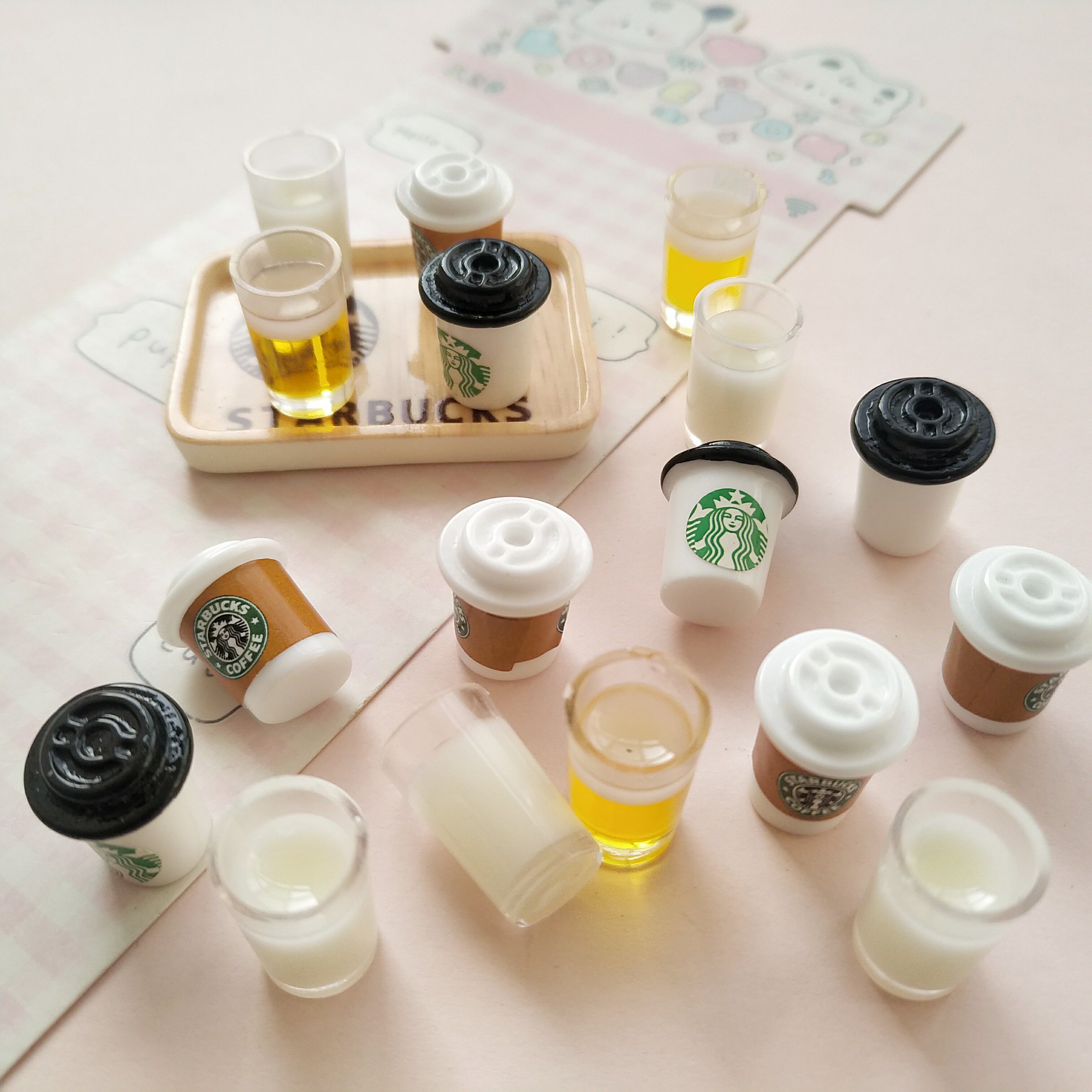 微缩仿真立体咖啡杯牛奶食玩摆件模型娃屋装饰手工diy奶油胶树脂