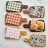 微缩仿真格子垫纸食玩披萨盘子娃娃屋捏捏装 饰盘手工diy树脂配件