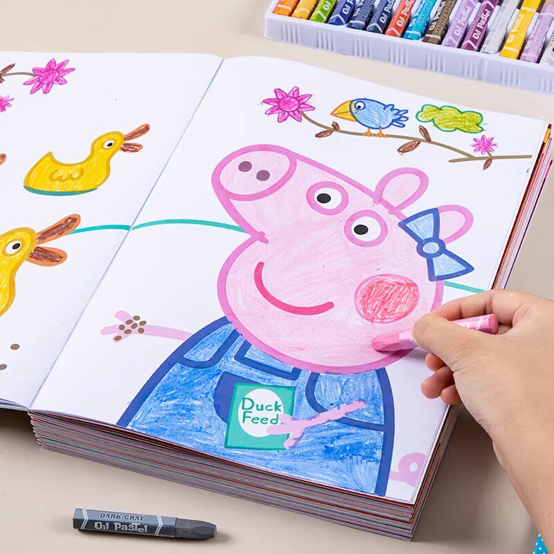 小猪佩奇涂色书儿童画画本2-3-4-5岁幼儿园宝宝涂鸦填色绘本玩具