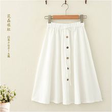 日系2019夏装棉麻aa字学生半身裙1