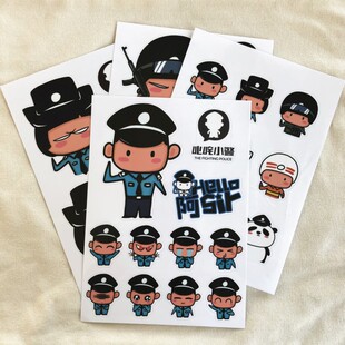 叱咤小警创意卡通贴纸透明装饰手机小贴画手账相册贴