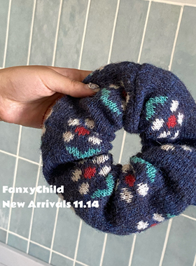 Fanxy小众手工毛线针织大肠发圈女高级感慵懒风丸子头韩系发饰