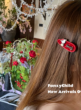 新年红~!韩国东大门同款满钻kitty小马发夹女侧边刘海碎发鸭嘴夹