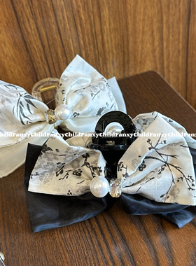 FanxyChild原创自制新中式水墨风高级感蝴蝶结抓夹品质国风法式