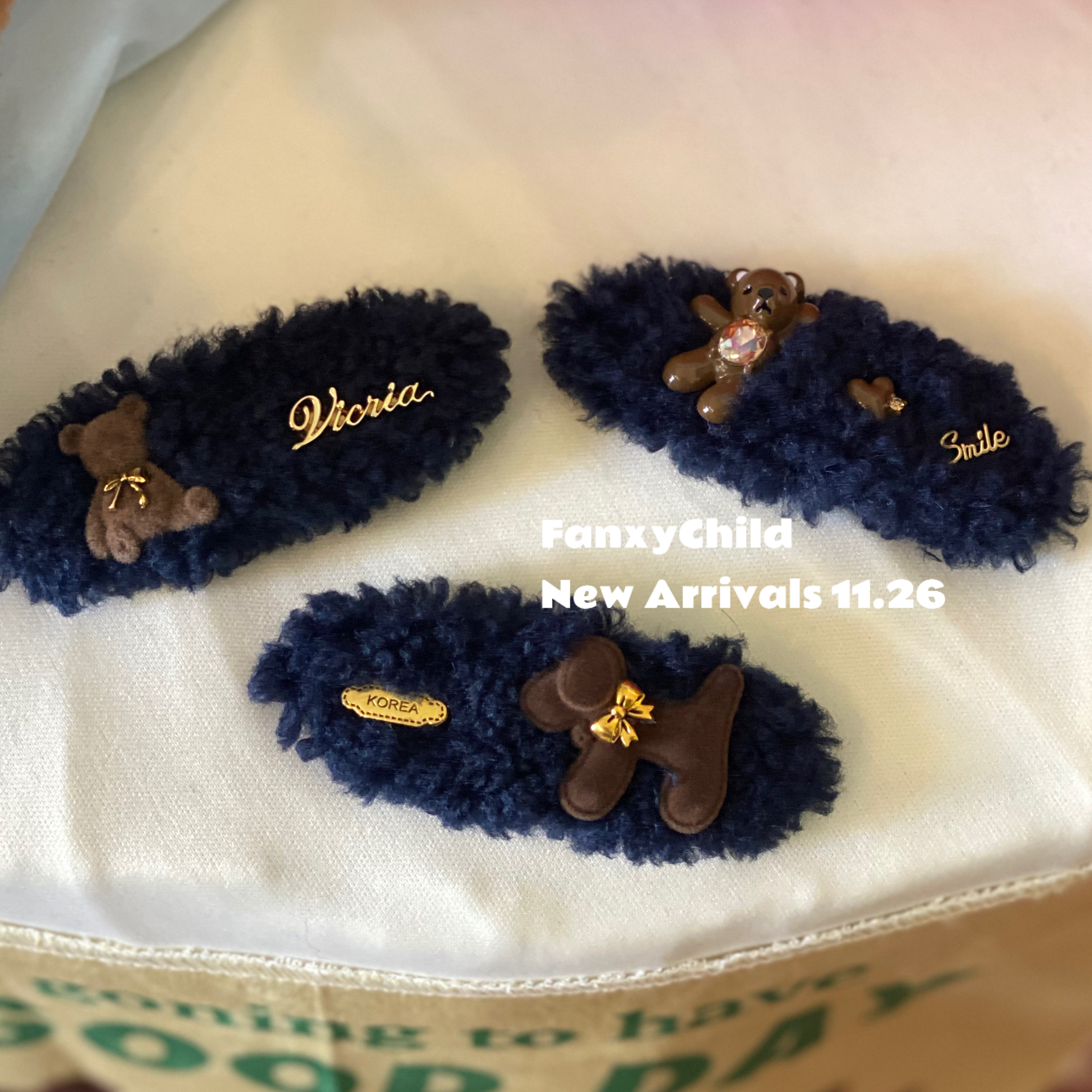 Fanxy韩国毛绒绒小熊小狗刘海夹发夹秋冬新款女高级感韩系发饰