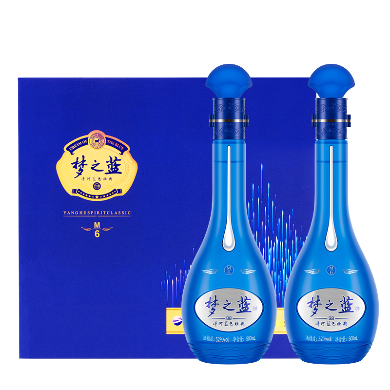 [酒厂直营]梦之蓝M6礼盒 52度500mL*2瓶+洋河大曲42度375mL组合装