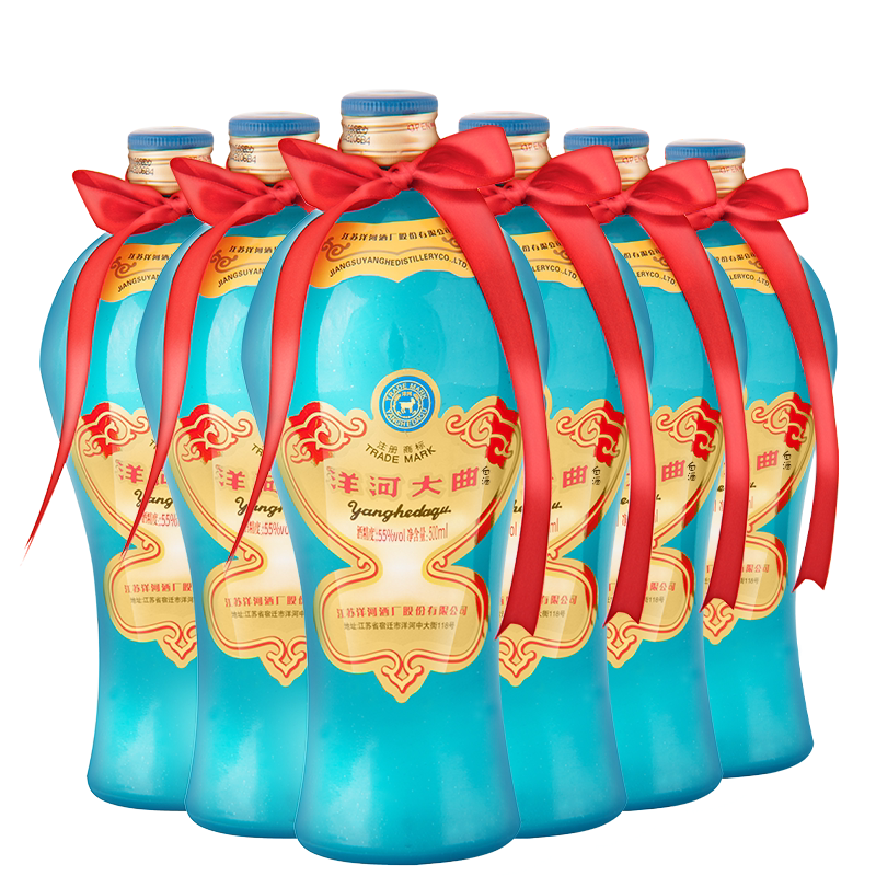 洋河大曲55度500mL*6瓶 官方自营旗舰店 白酒【无手提袋】