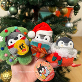 圣诞树新款 正能量企鹅可爱招财猫祈福吉利迷你萌物胖礼物包包挂件