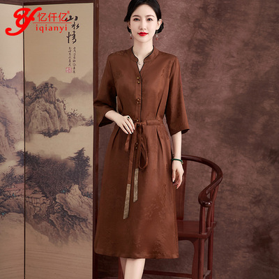 红云纱香云纱系带桑蚕丝妈妈装