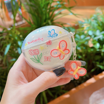 粉色立体可爱蝴蝶适用oppoencoair3无线蓝牙耳机套encoair 2新声版保护套R3软encoair3i盒子buds2防摔OPPO壳