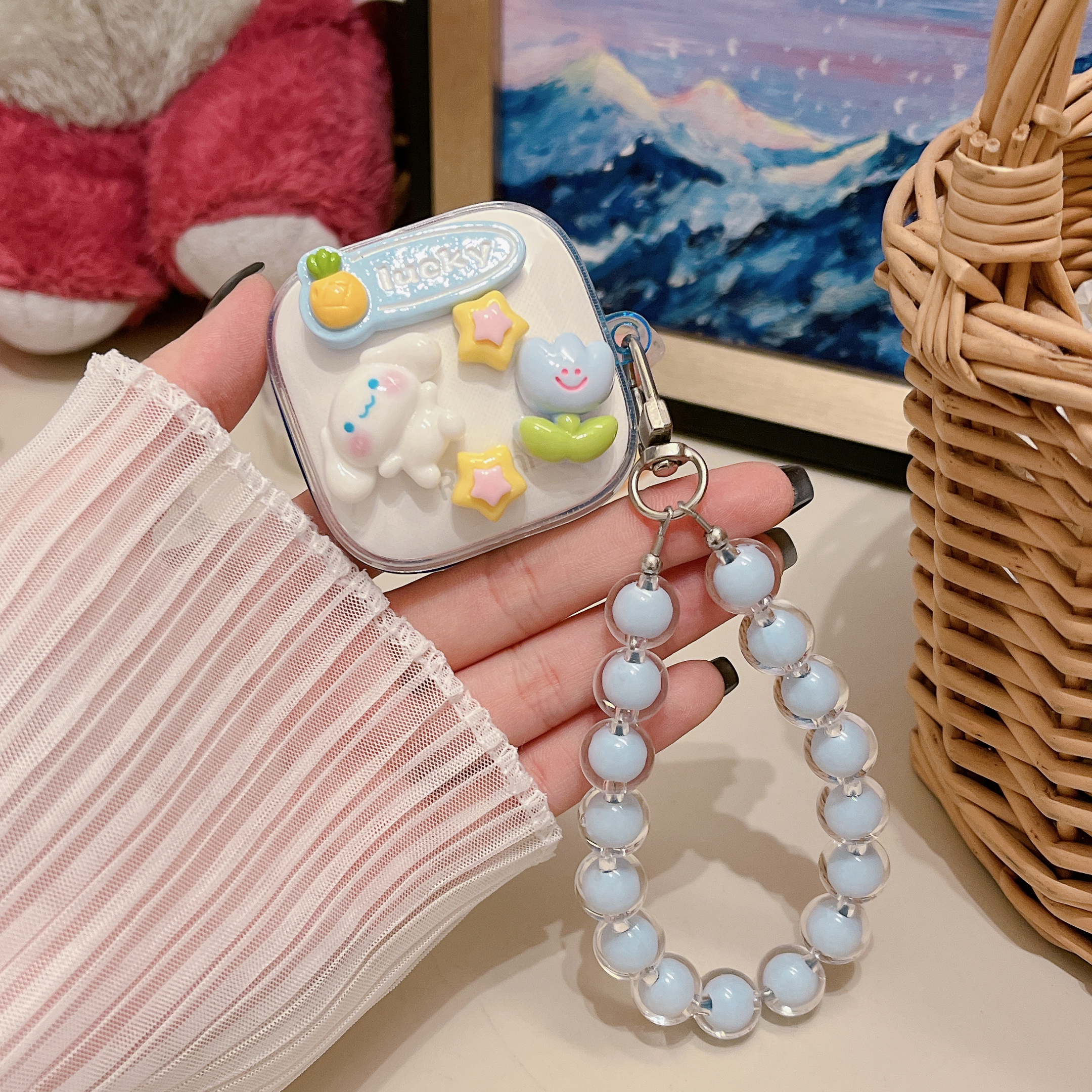 适用小米air4se保护套Xiaomi Air4 SE蓝牙耳机保护壳透明软壳mi米air4se创意可爱卡通带链条新款