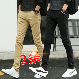 男生长裤子秋冬休闲裤男款新款韩版潮流百搭修身弹力黑色直筒宽松