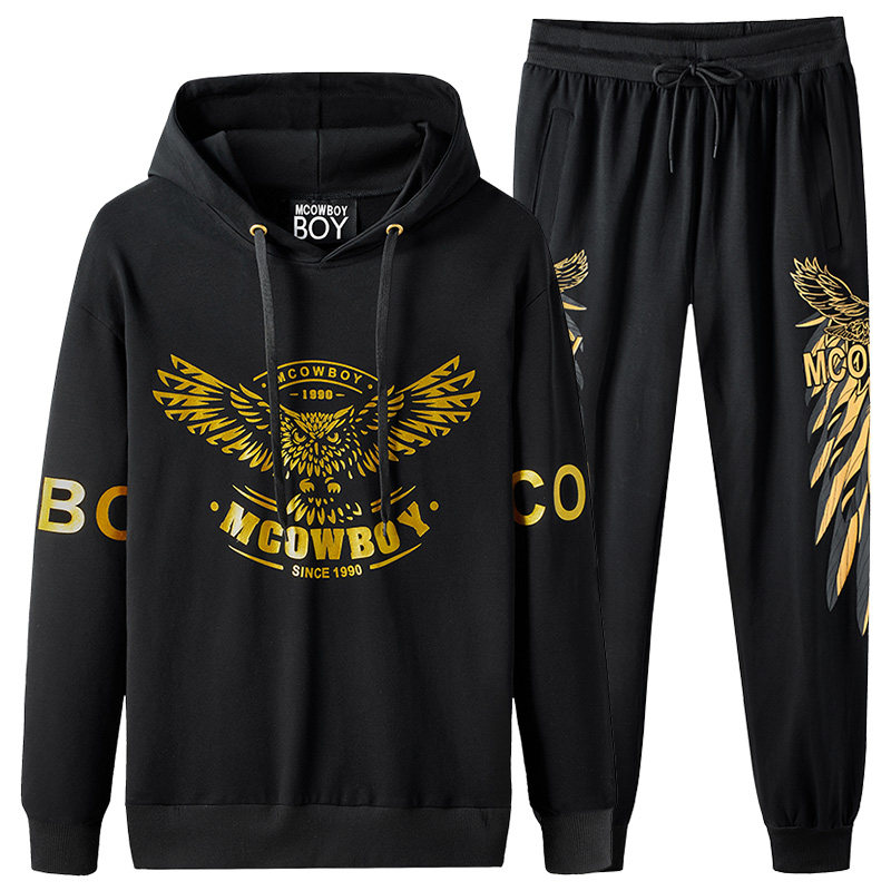 boy卫衣套装男外套纯棉秋季烫金圆领大码宽松潮流老鹰运动裤潮牌在类目 男装, 卫衣中 - 来自Buy2taobao.com提供专业的淘宝代购服务