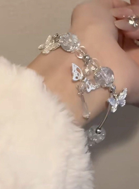 小众森系冰透感爆花串珠蝴蝶手链女时尚百搭女友春季新款